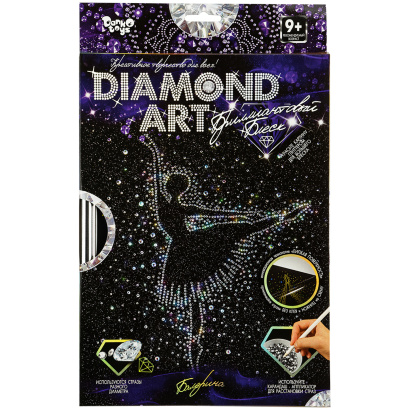 Картина из страз и глиттера Danko toys «Diamond art. Балерина», комплект страз, карандаш-аппликатор, багетная рамка