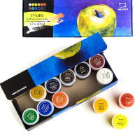 Набор гуашевых красок Малевичъ для рисования 12 цветов в банках 40 мл